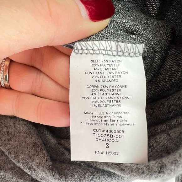 NWT All in Favor Charcoal Gray Surplice Faux Wrap Top Size S - Picture 7 of 8